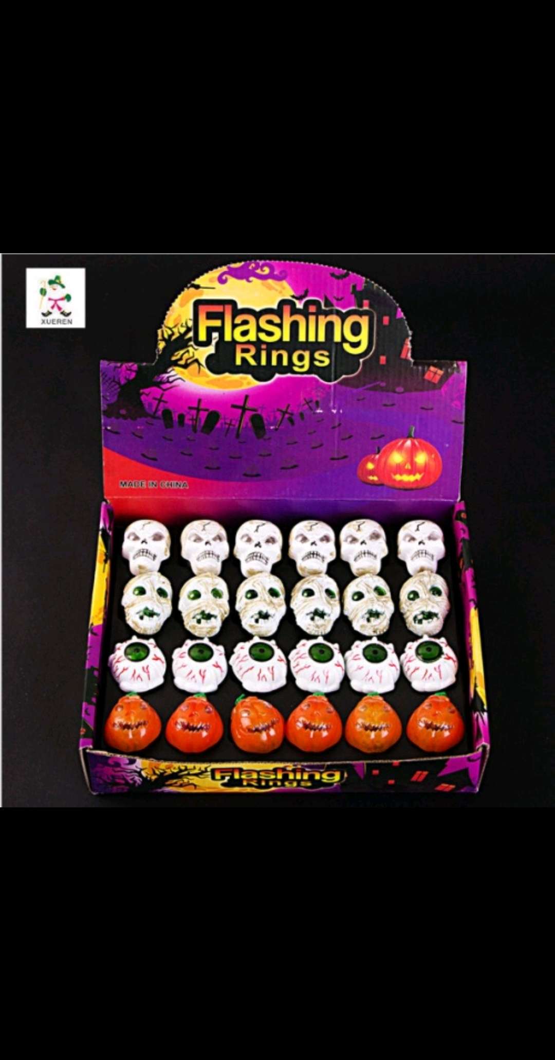 New creative Glow Halloween color flash Ghost head ring Glow-in-the-dark Toys Children's glow toys wholesale thumbnail