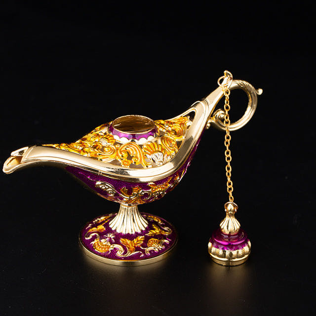 Factory direct sales of Aladdin's magic lamp, European retro gifts, home decorations, handicrafts, alloy hollowed-out wishing lanterns Item Picture