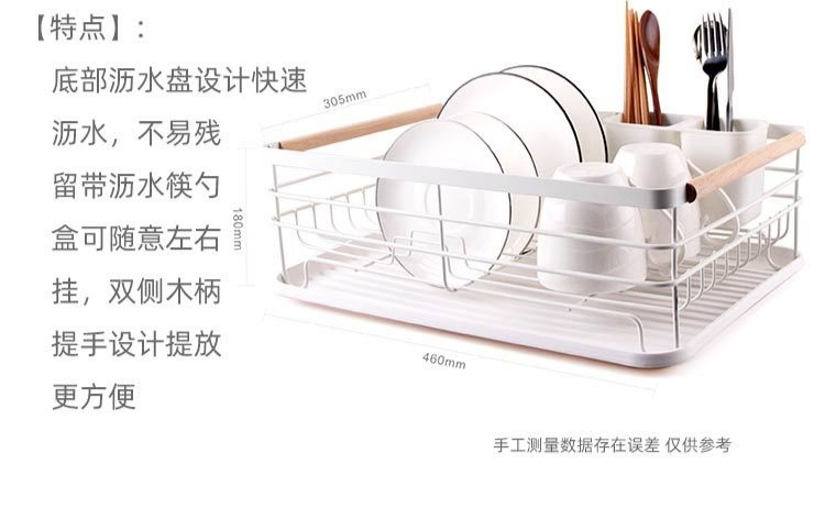 日式铁艺餐具收纳碗碟架多功能厨房置物架大容量沥水碗架详情图2
