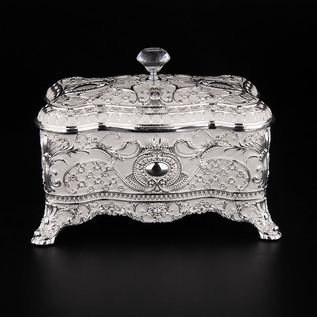 European-style metal handicraft jewelry box, necklace, ring, earring and accessory storage box