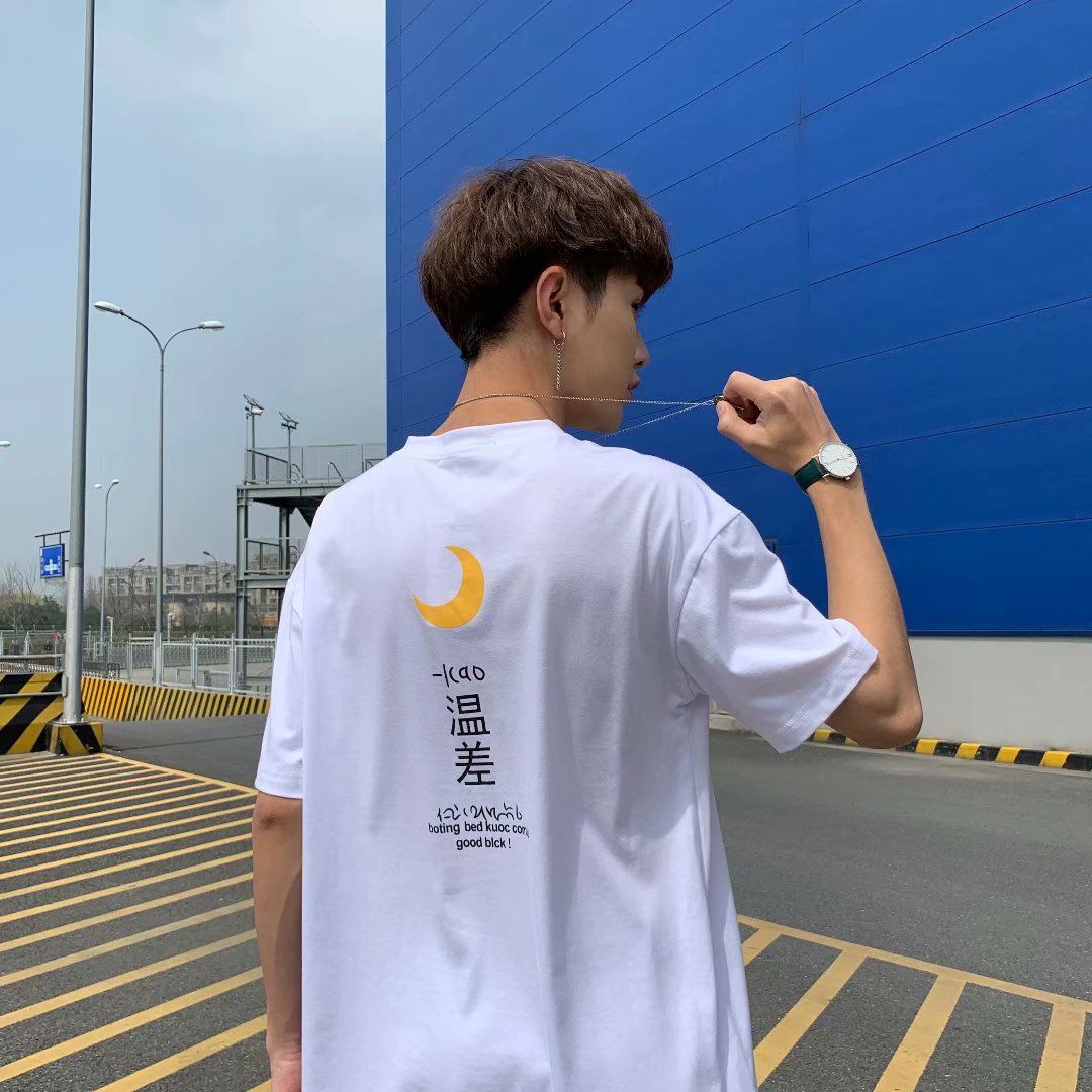 Pure cotton T-shirt for men's summer trend new T-shirt autumn fashion brand men's short-sleeved shirt