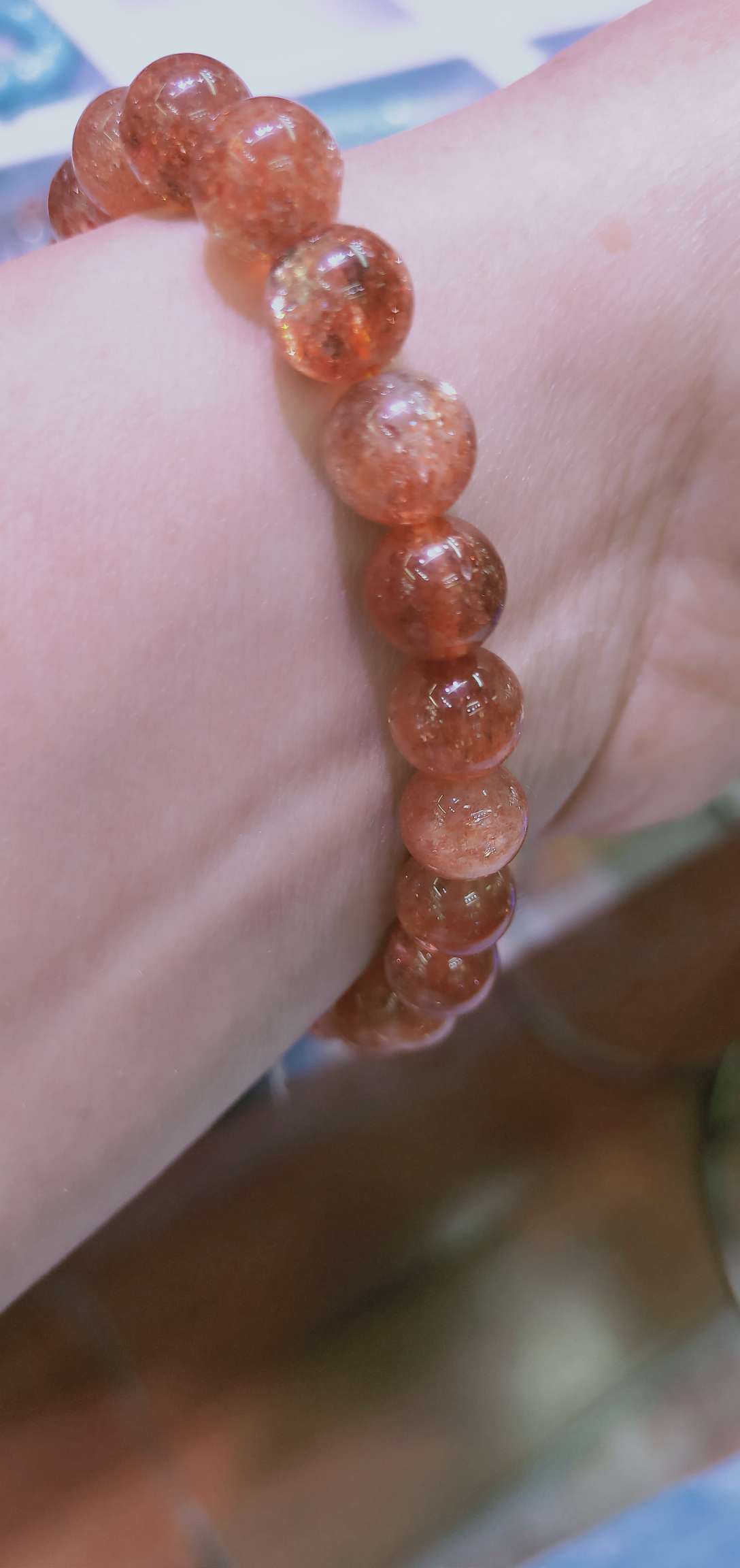 Brazilian natural crystal (sunstone) bracelet details Picture