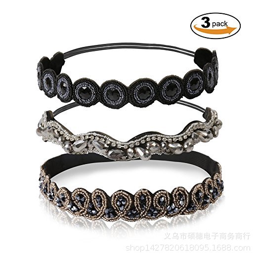 European and American fashion club queen handmade beaded set diamond set headdress rhinestone jeweled hair ribbon wholesale thumbnail