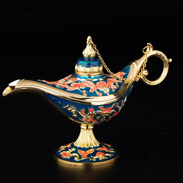 Metal handicrafts, home living room decoration items, creative European retro and cute enamel color Aladdin magic lamp