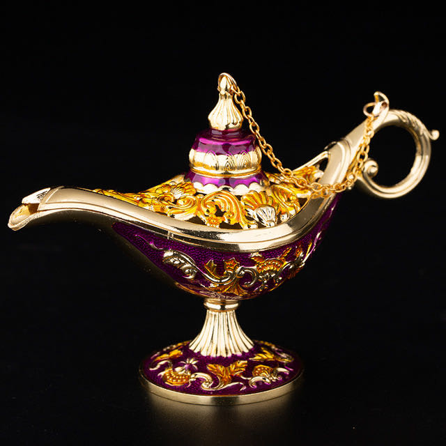 Factory direct sales of Aladdin's magic lamp, European retro gifts, home decorations, handicrafts, alloy hollowed-out wishing lanterns Specification image