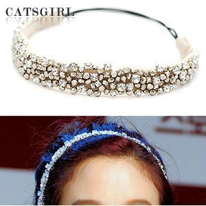 European and American hair accessories pure hand beaded rhinestone beads hair ribbon thumbnail