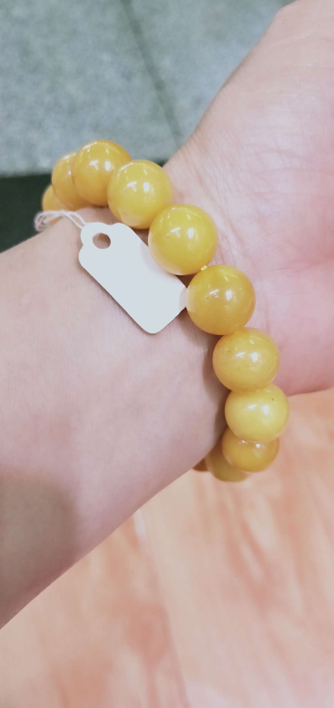 Natural raw mineral beeswax bracelet 12mm details Picture
