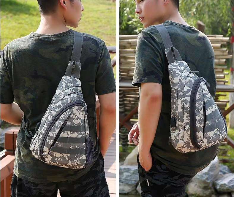 新款三层水滴包多功能胸包男女大容量迷彩背包运动休闲旅行胸包产品图