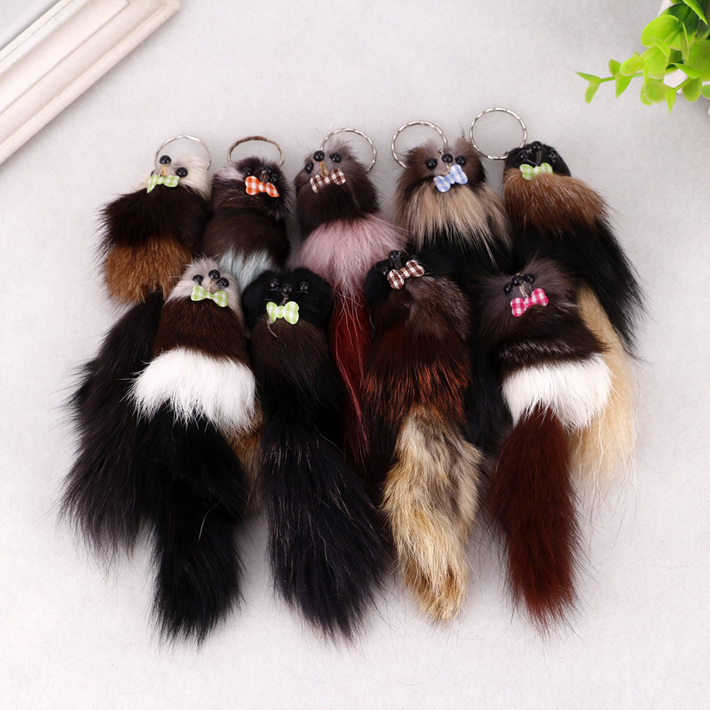 Fur Cute Lady Car Key Fox Pendant Cell Phone Purse Bag Hanging Ornament Specification drawing