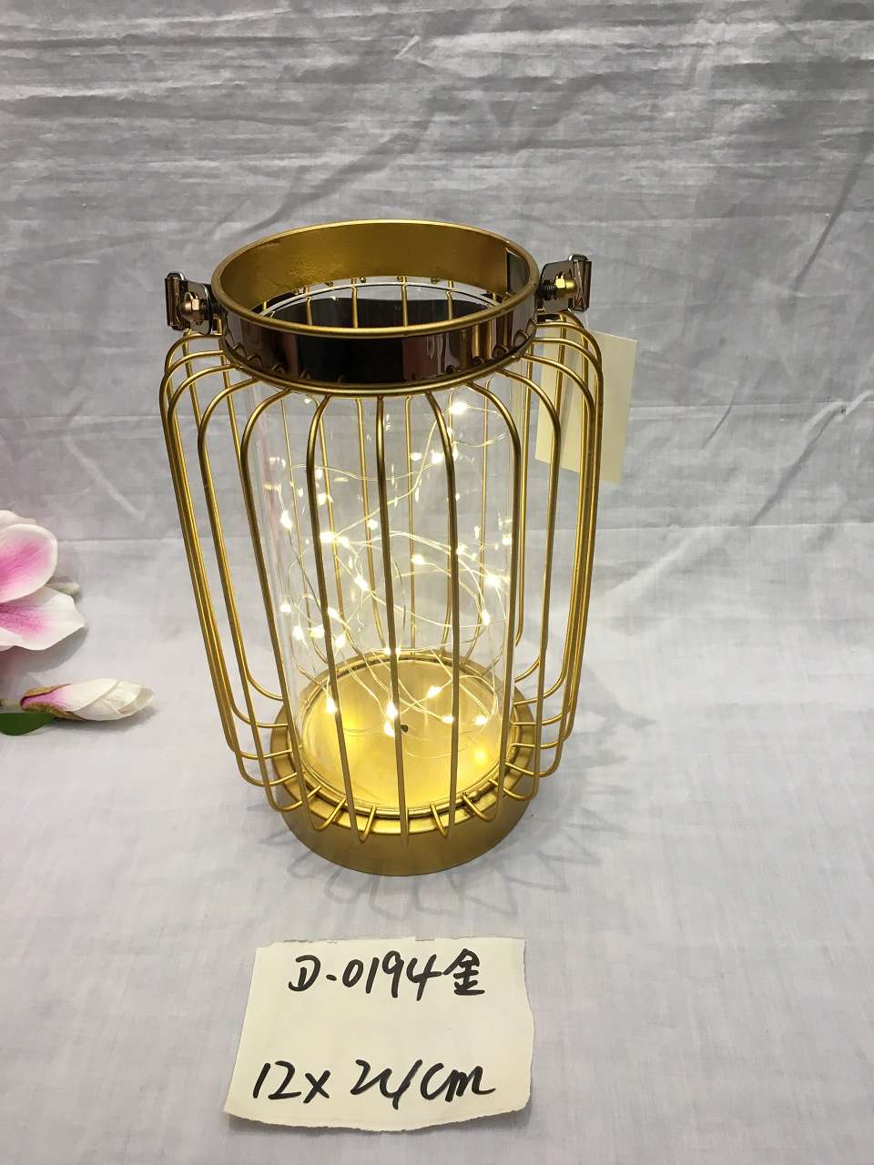 Creative wrought iron geometry Nordic iron home ornaments decoration bedroom bedside living room teahouse cafe golden lantern LED light thumbnail