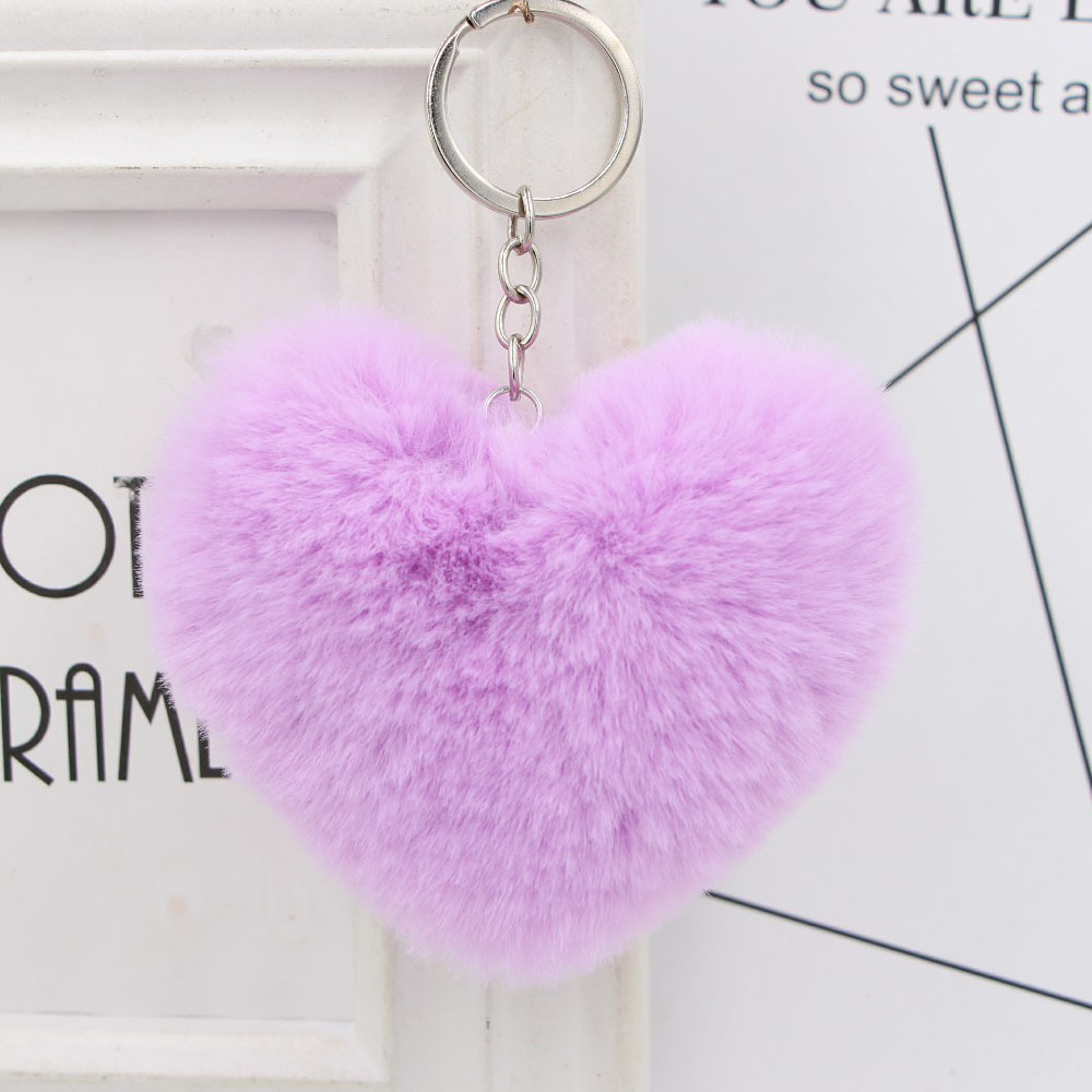 Hot Wedding Heart-Shaped Hairball Keychain Imitation Rex Rabbit Hairball Love Bag Pendant Plush Car Pendant Gift details Picture