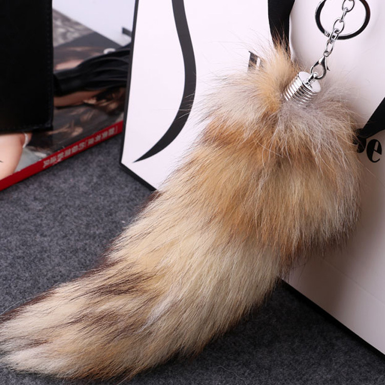 Manufacturers Wholesale Sales Of Large Fox Tail Key Chain Women's Pendant Car Key Chain Bag Hanging Ornaments details Picture