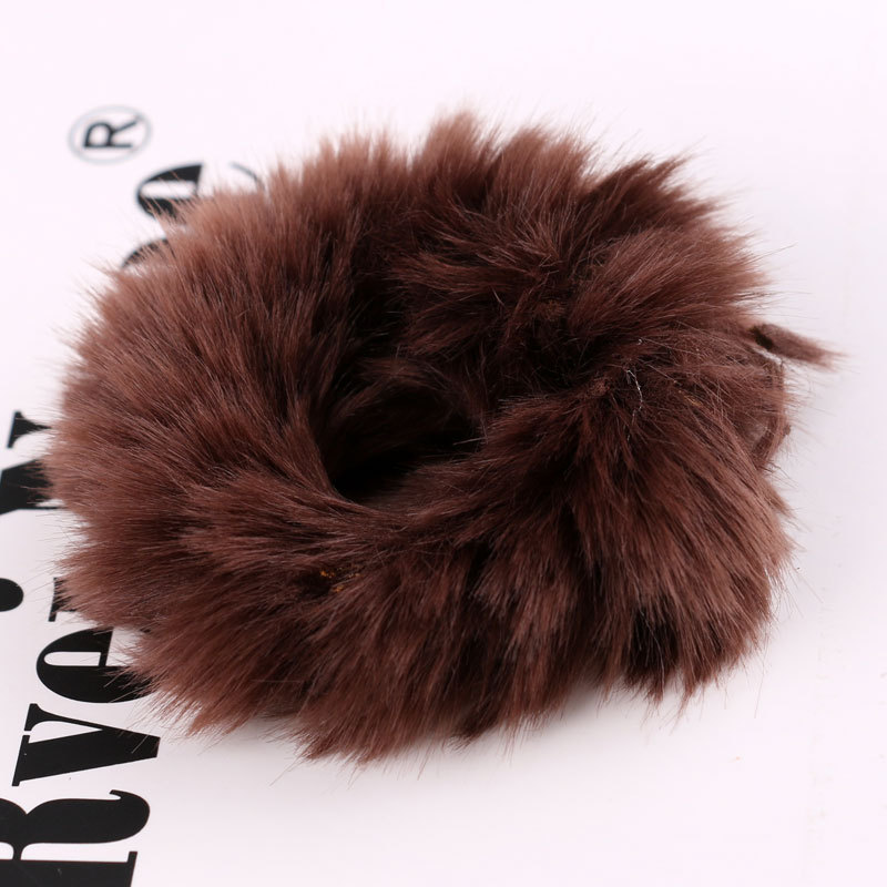 Autumn And Winter Explosive Imitation Rabbit Hair Hair Band Korean Version Of Solid Color Plush Hair Band Fur Fur Ball Leather Band Hair Tie Headwear details Picture