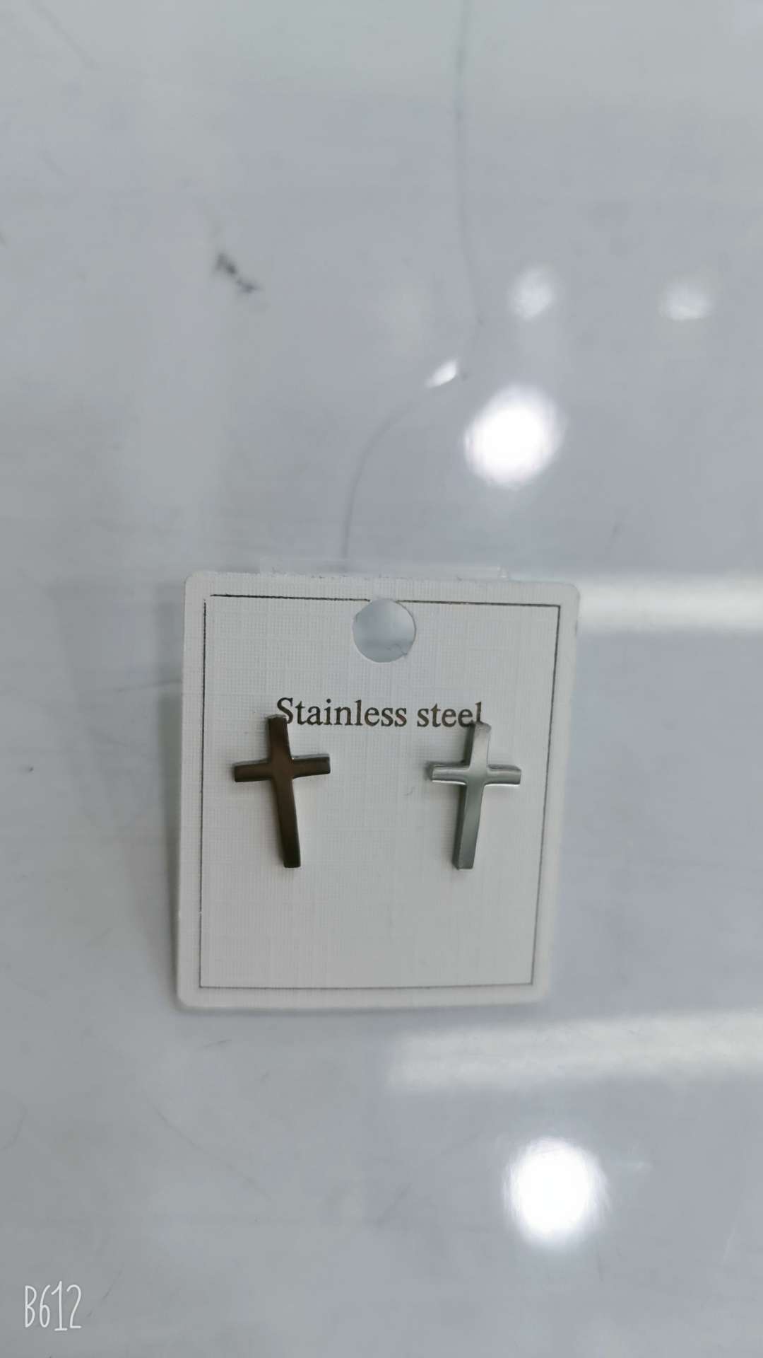 Foreign Trade Explosive Cross Stainless Steel Stud Earrings Gallman 050