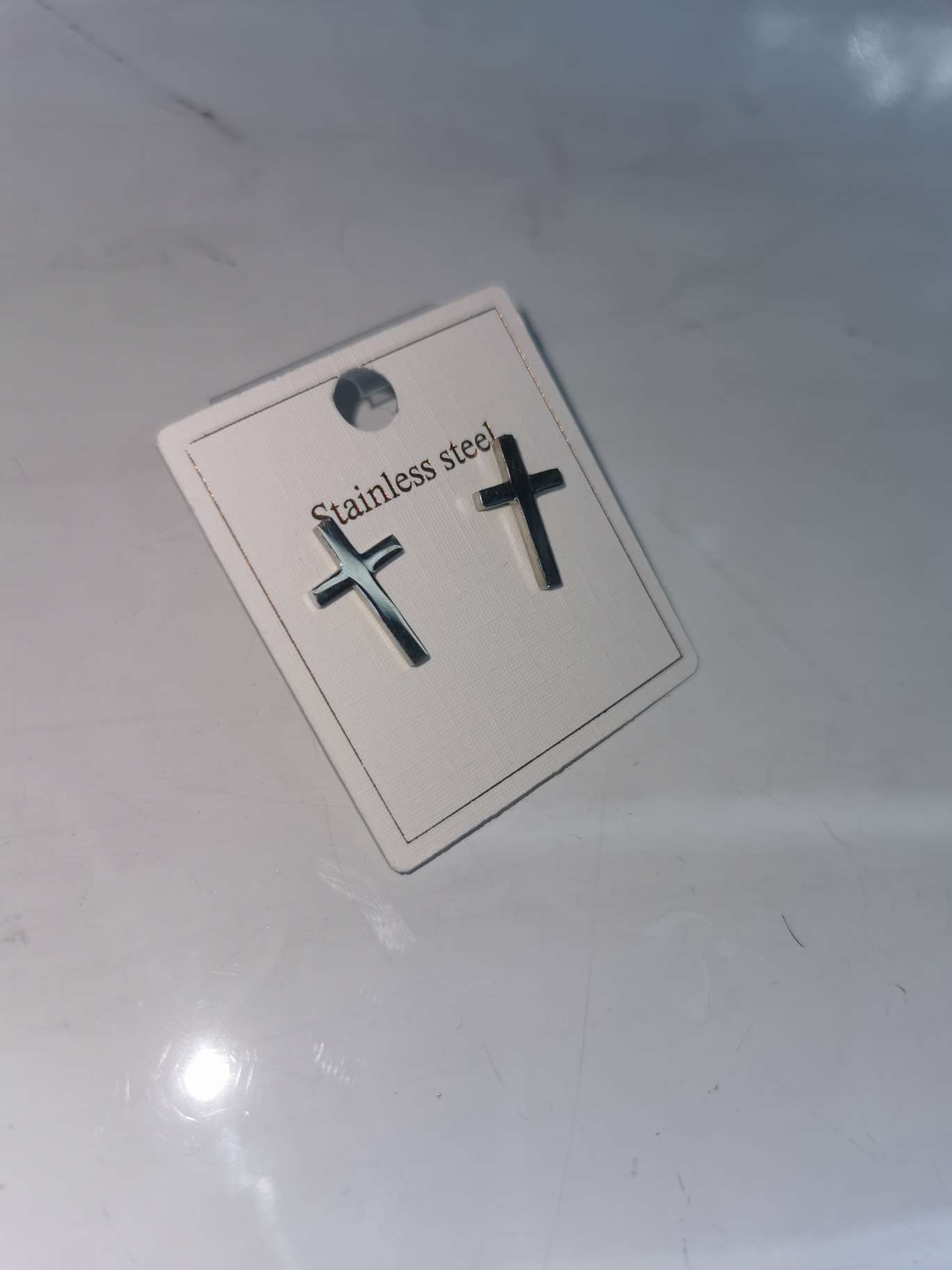 Foreign Trade Explosive Cross Stainless Steel Stud Earrings Gallman 050 details Picture