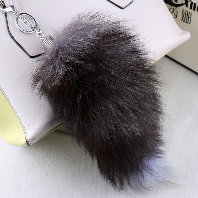 Manufacturers Wholesale Sales Of Large Fox Tail Key Chain Women's Pendant Car Key Chain Bag Hanging Ornaments Specification drawing