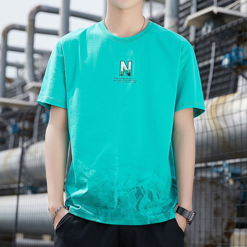 Men's T-shirt slimming slim pure cotton sweat absorption fast dry trend hot style comfortable thumbnail