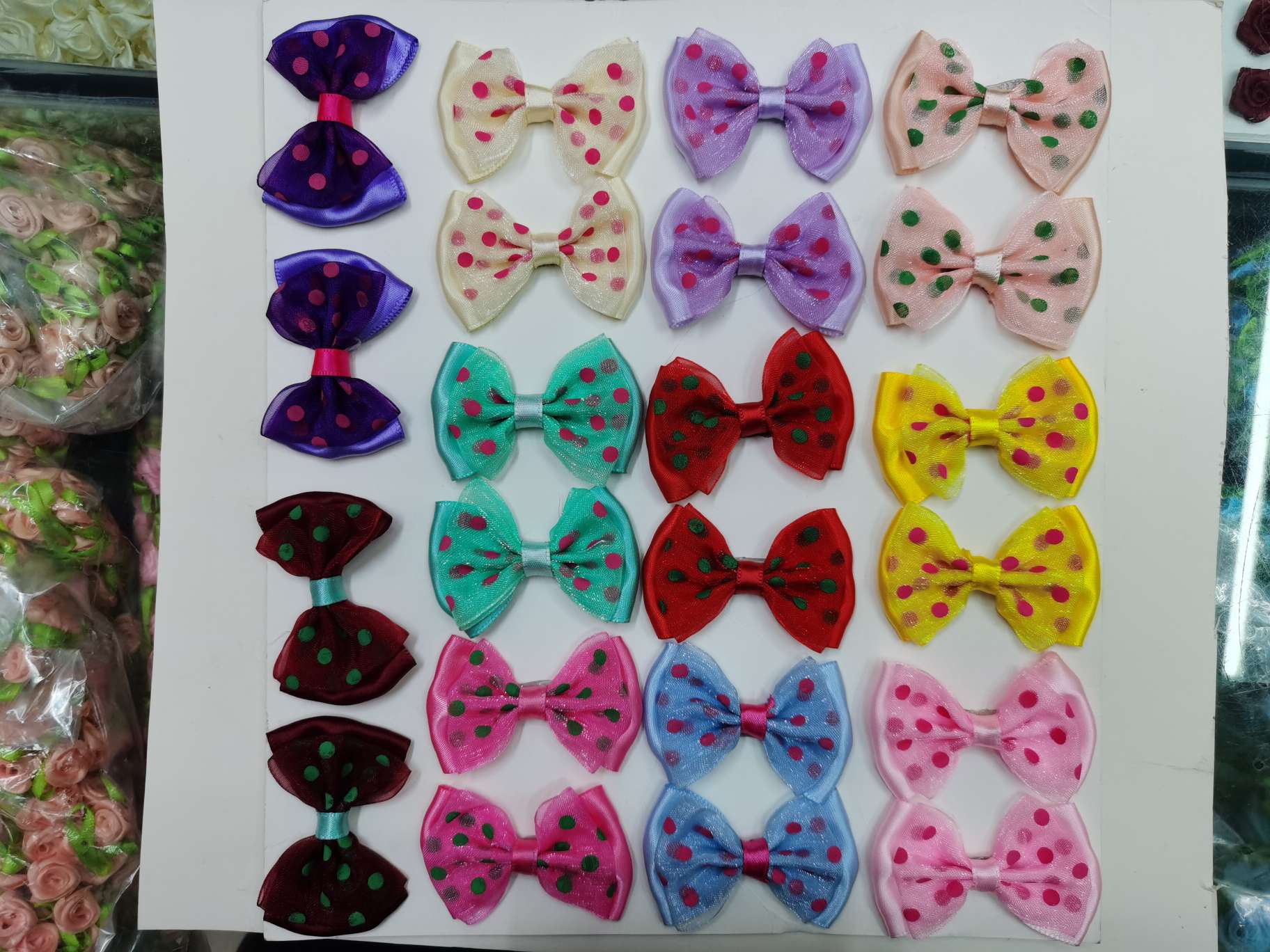 12-point printed dot yarn and 12-point polyester bow tie, hand-made diy jewelry accessories, toy accessories, cute custom-made for girls