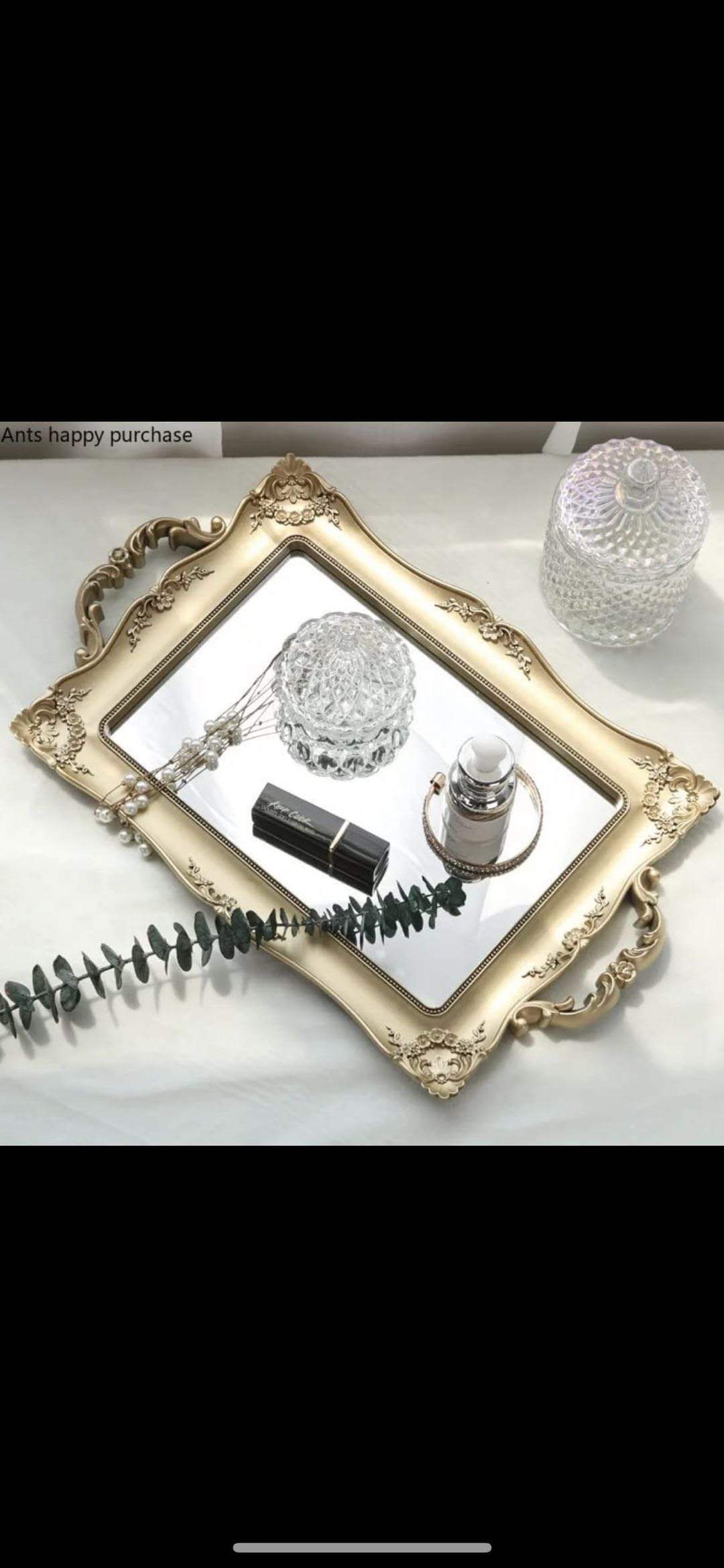 欧式托盘化妆镜厕所专用高清美丽方便使用 玻璃材质可爱风化妆镜子图