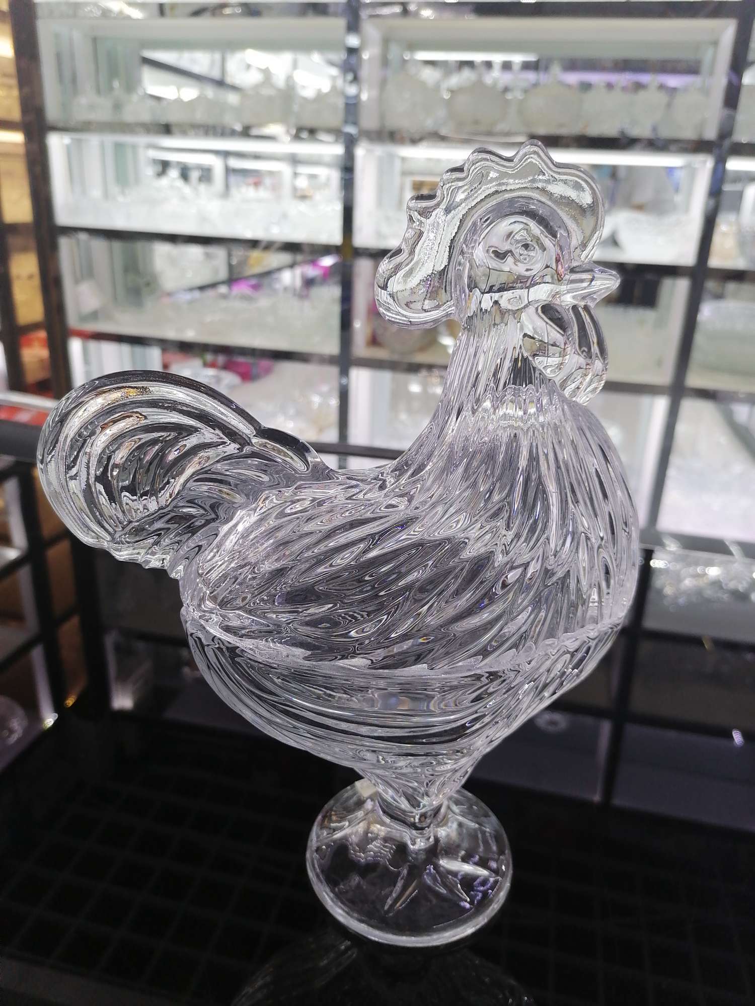 Glass ornaments in the shape of a rooster