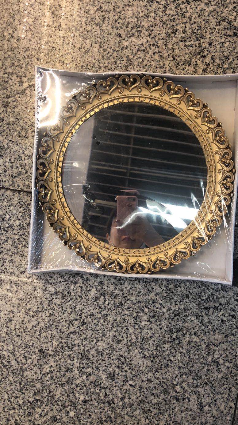 欧式托盘化妆镜厕所专用 高清美丽方便使用 玻璃材质可爱风 化妆镜