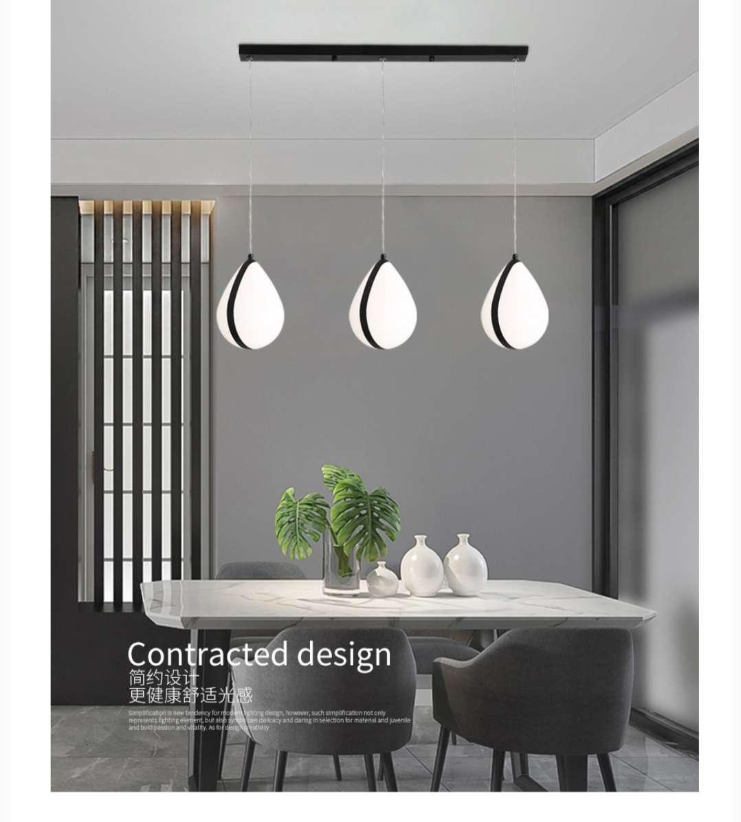 Simple aluminum chandelier for dining room, bedroom, study and balcony 9037-3