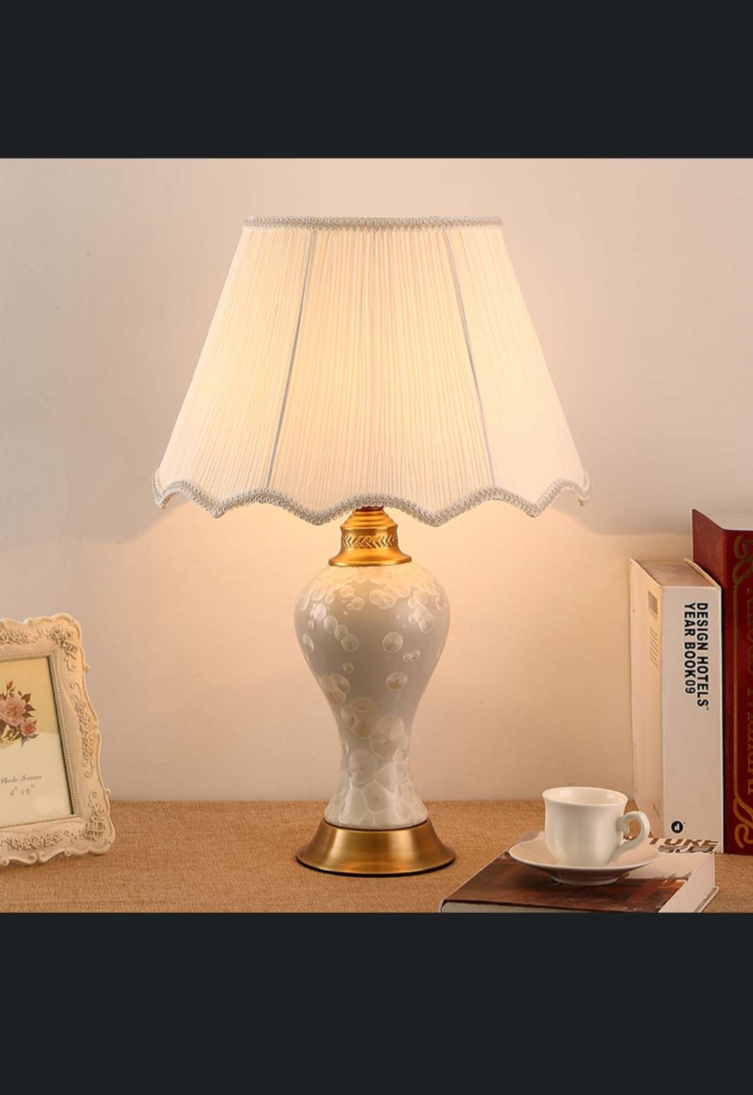 Copper fabric bedroom, study and living room simple American-style table lamp D110