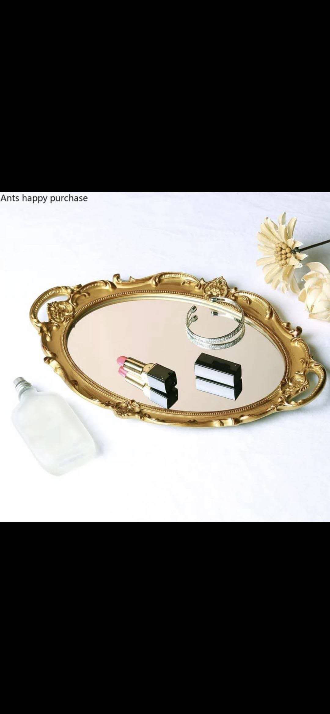 欧式 托盘挂镜化妆镜 厕所 专用 高清美丽方便使用 玻璃材质可爱风 化妆镜