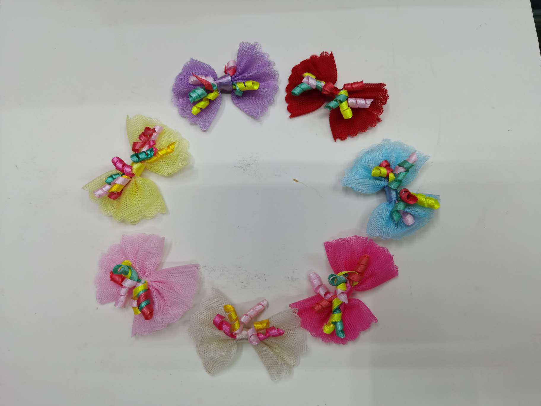 网纱小卷毛领结 diy 手工 手打 玩具配件 饰品配件 可爱 日系 女生 可定制