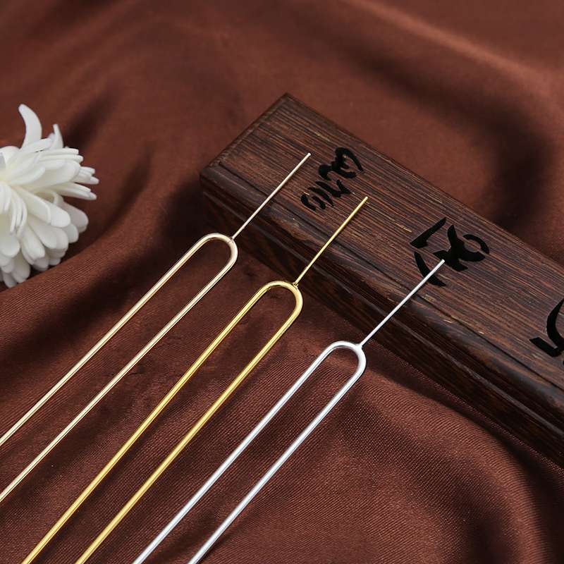 Antique accessories, copper zircon flower heart, copper accessories, Gao Bao hairpin, hair comb. Double wire hairpin thumbnail
