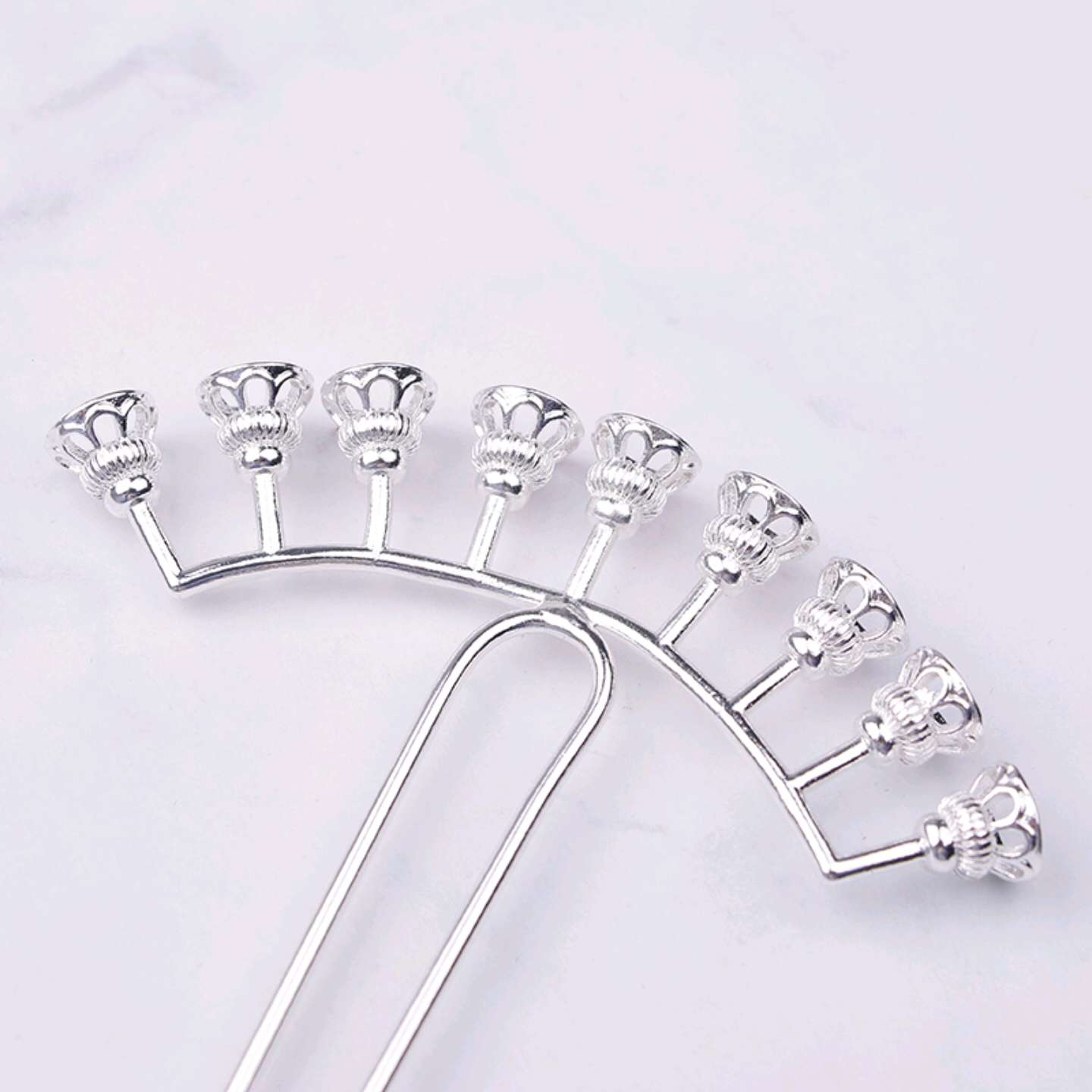 Ancient accessories hair fork, jewelry accessories floret piece, copper jewelry accessories nine - headed fork, color - protecting electroplating pendant thumbnail