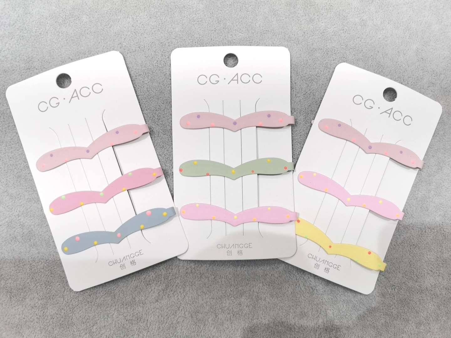 Korean style colorful polka dot side clips, one-piece clips, simple in style hair clips undefined