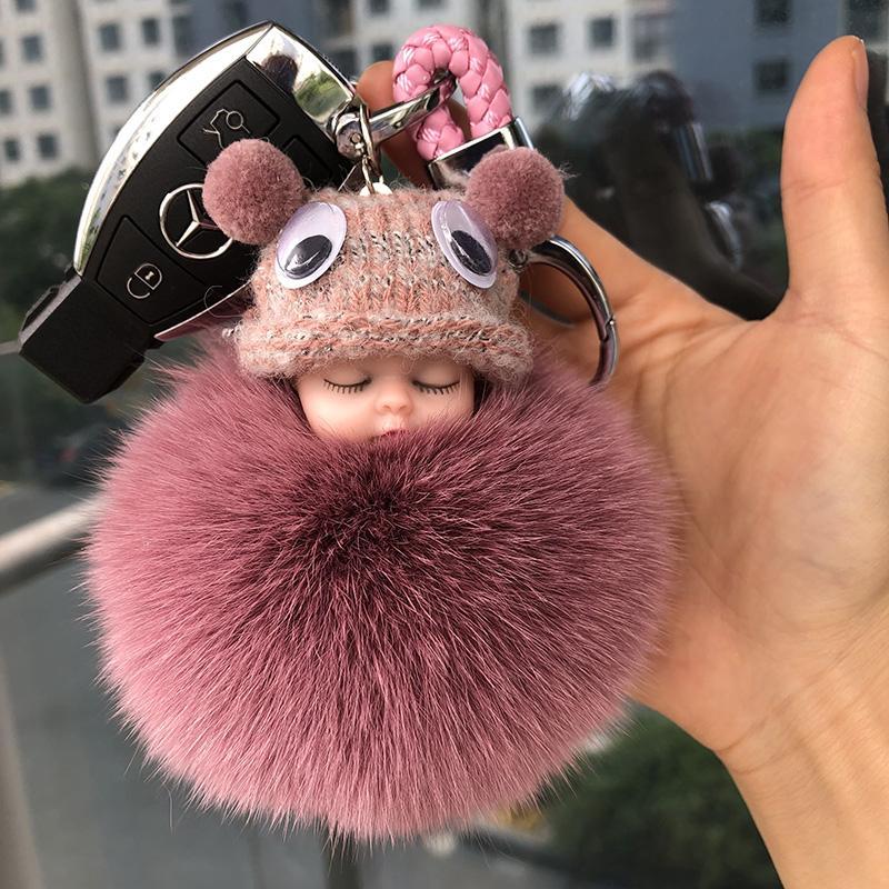 Car key pendant, Korean creative high-end car woven key chain, cute plush red envelope bag pendant for ladies Specification image