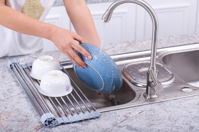 Off-The-Shelf Factory Direct Supply Of Cross-Border Rolling Curtain Sink Folding Drain Rack Can Be Rolled Folding Pool Silicone Storage Rack