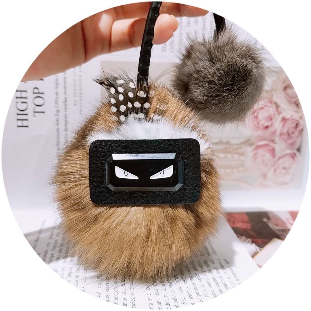 Little Monster bag pendant, real fox fur ball pendant, plush ball with accessories, car keychain pendant, cute girl undefined