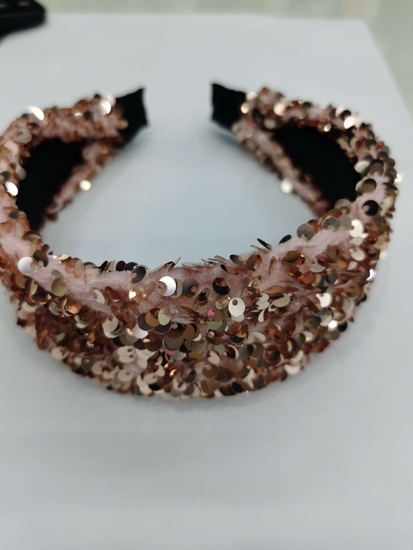 Sparkly pink hair band with wide edge thumbnail