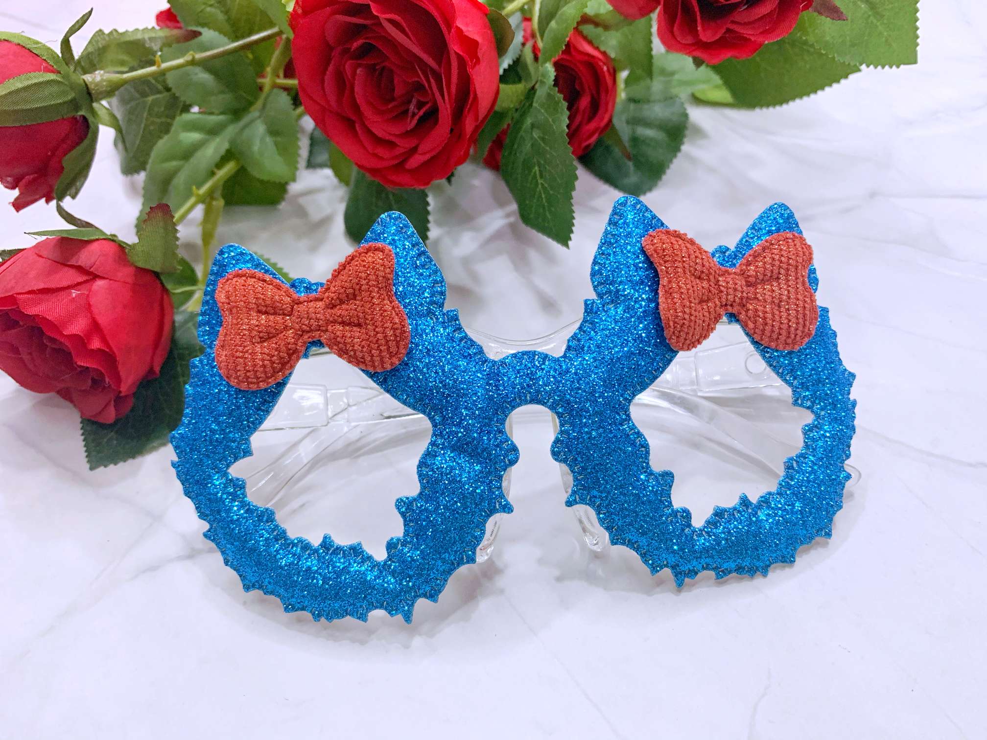 圣诞节礼物混色蝴蝶结仙女眼镜扮演儿童玩具细节图