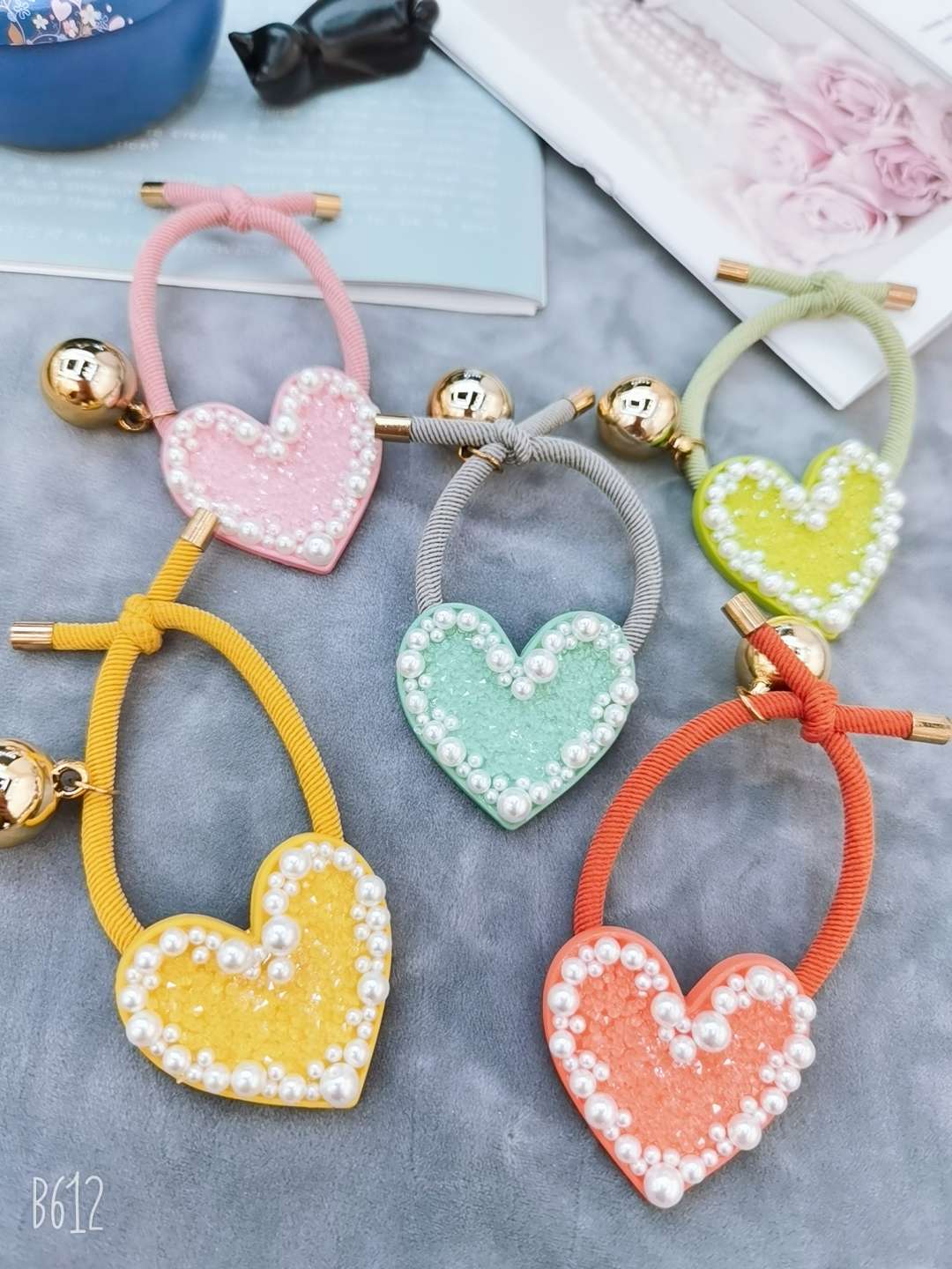 Simple crystal hairpin web celebrity sweet girl size pearl love sweet naked drill head rope Korean version of the heist rubber band thumbnail
