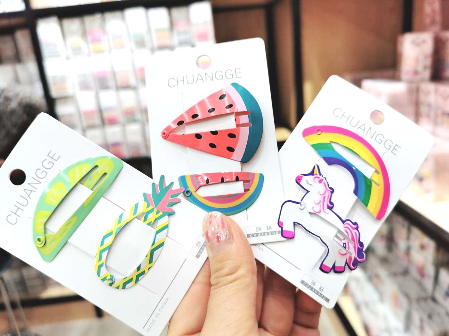 Cute Ins-style cartoon printed BB hair clips with side clips and headwear details Picture