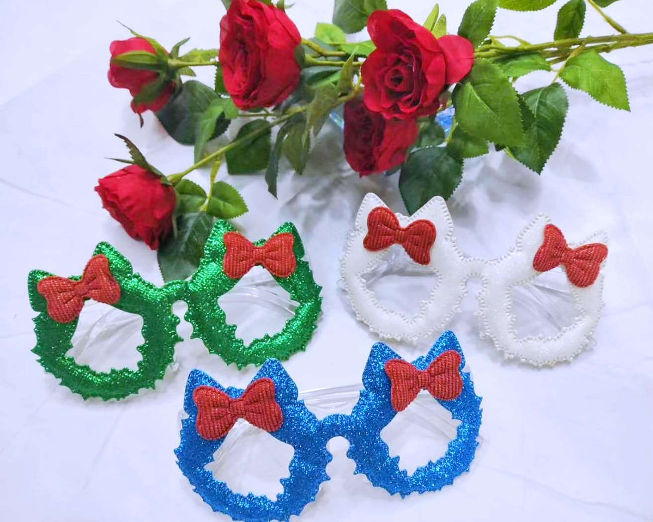 圣诞节礼物混色蝴蝶结仙女眼镜扮演儿童玩具图