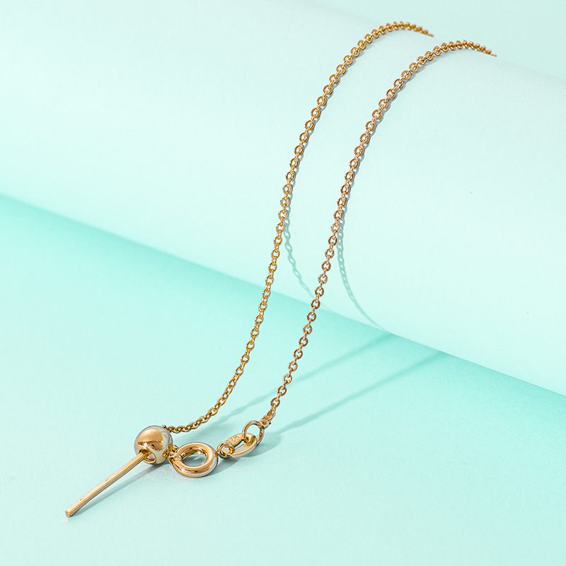 DIY饰品项链闪O十字链串珠针式路路通调节链万能链镀金锁骨链配链