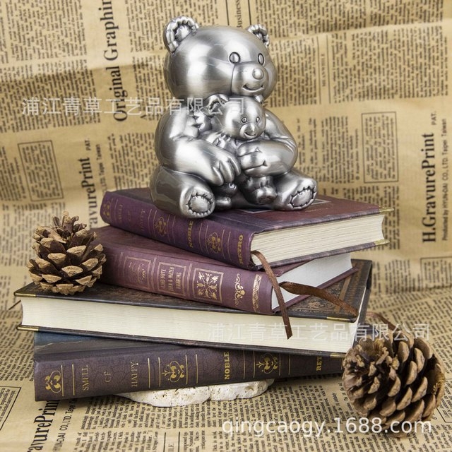 5522母子熊存钱罐白底实物图