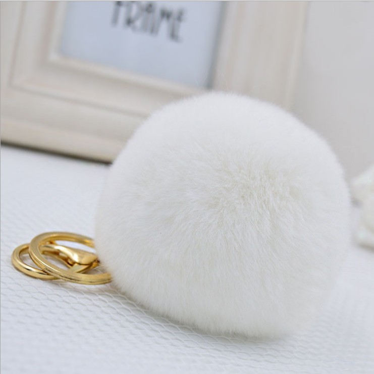 High-quality rex rabbit fur ball keychains, cute car keychains for ladies, bag pendants, fur ball pendants and gifts Specification image