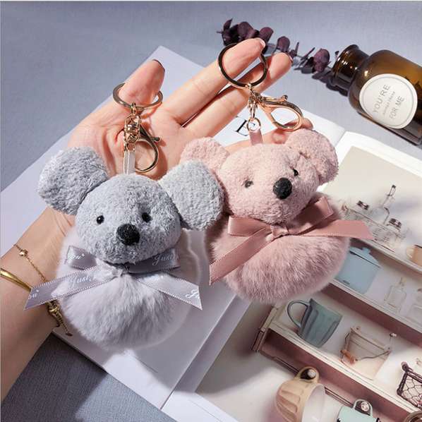 Soft and cute plush mouse keychain, creative pom-pom doll, hanging decoration, year-end party gift, women's bag decoration for the Year of the Rat