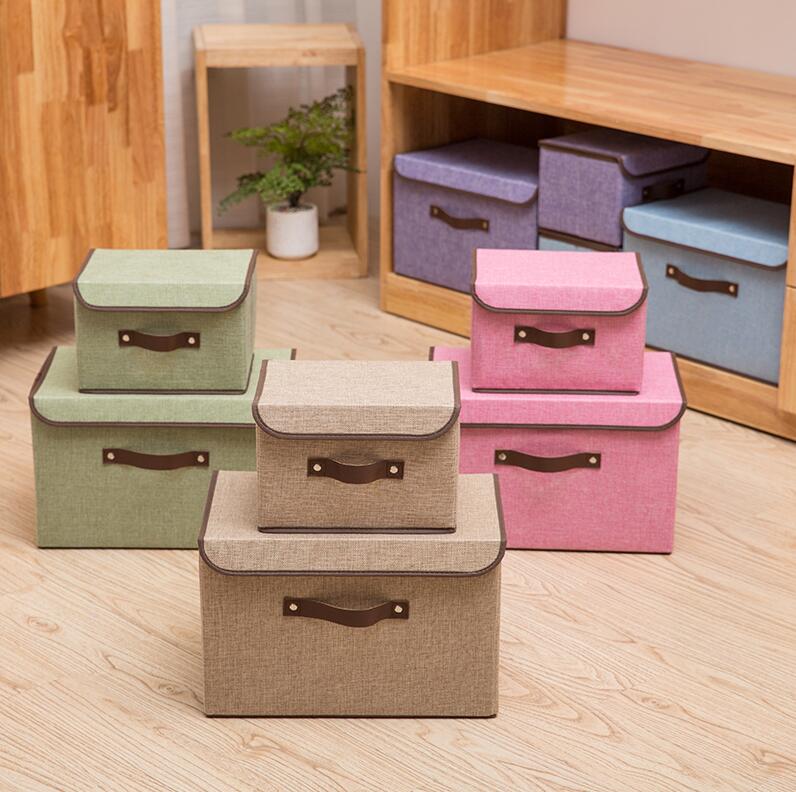 棉麻收纳盒/折叠收纳/无纺布收纳盒白底实物图