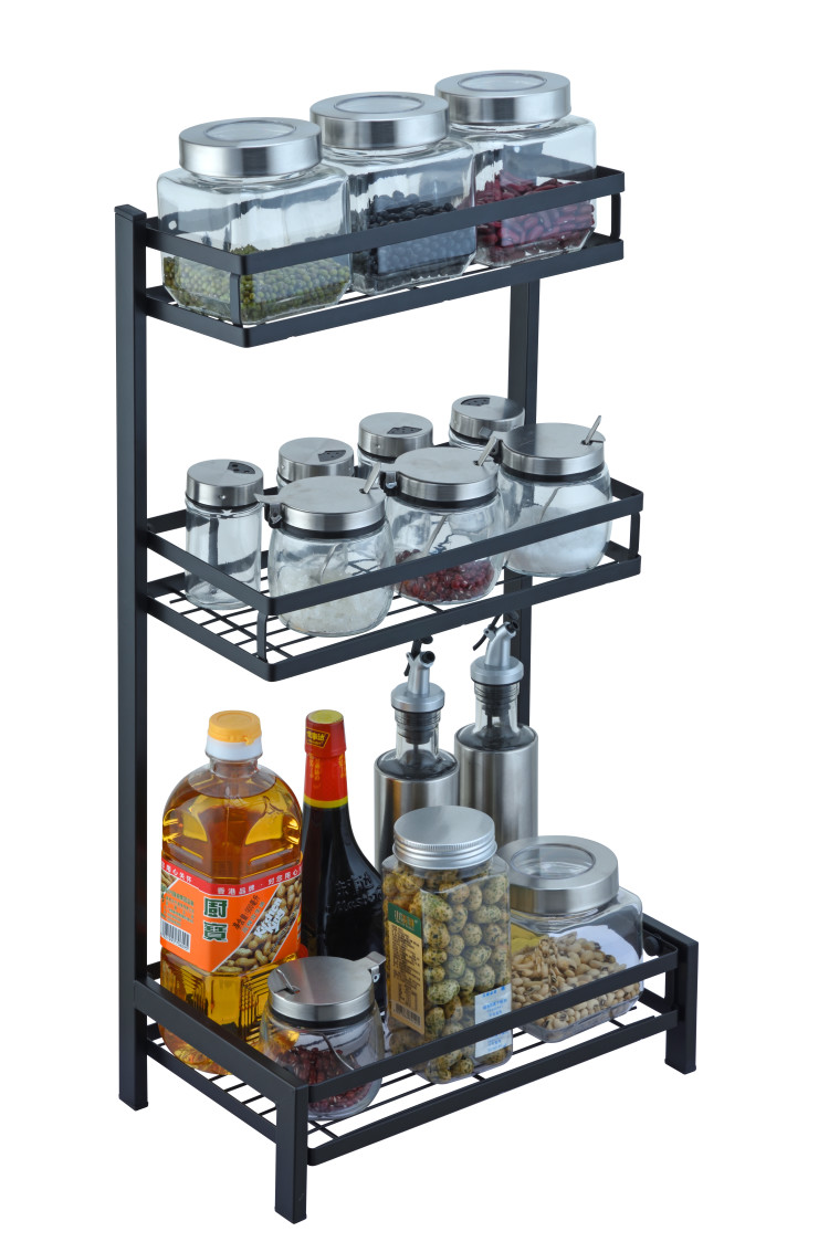 Factory Direct Sales Three-Layer Black Stainless Steel Kitchen Dish Drain Rack Bowl Plate Chopsticks Knife Storage Rack