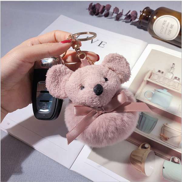 Soft and cute plush mouse keychain, creative pom-pom doll, hanging decoration, year-end party gift, women's bag decoration for the Year of the Rat details Picture