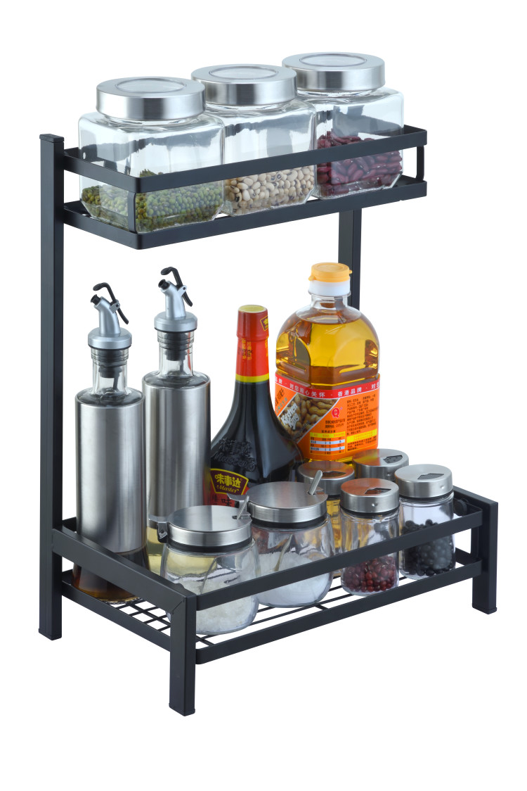 Factory Direct Sales Two Black Stainless Steel Kitchen Bowl Drain Rack Bowl Plate Chopsticks Knife Storage Rack