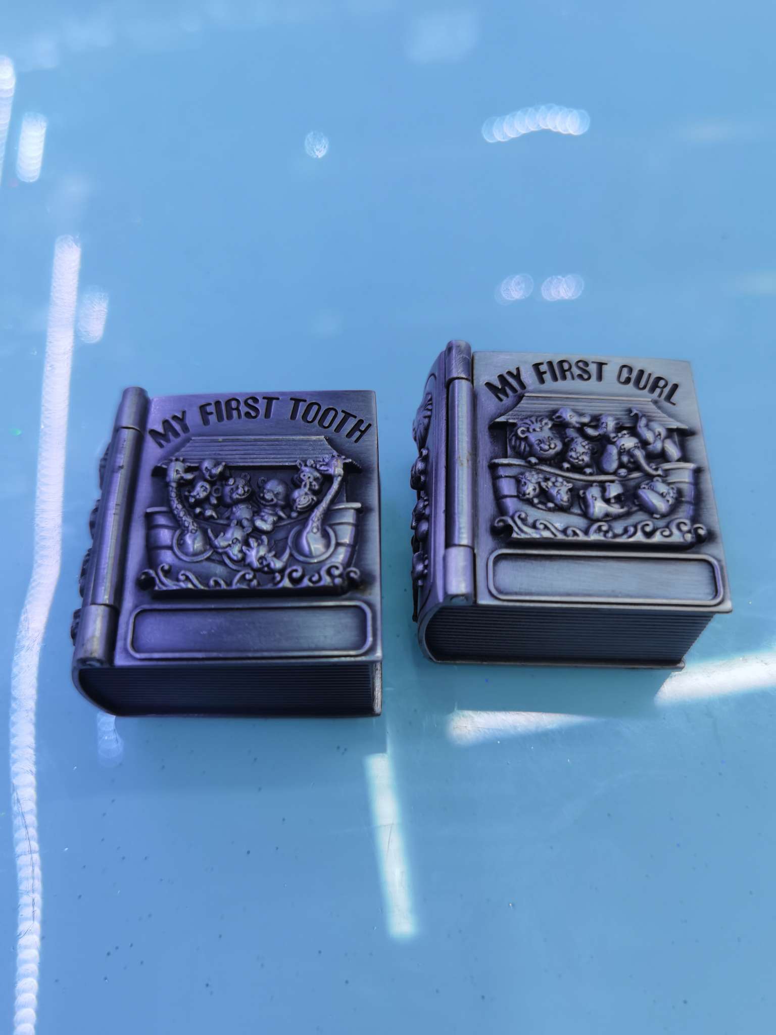 6B43诺亚方舟书本胎毛乳牙盒白底实物图