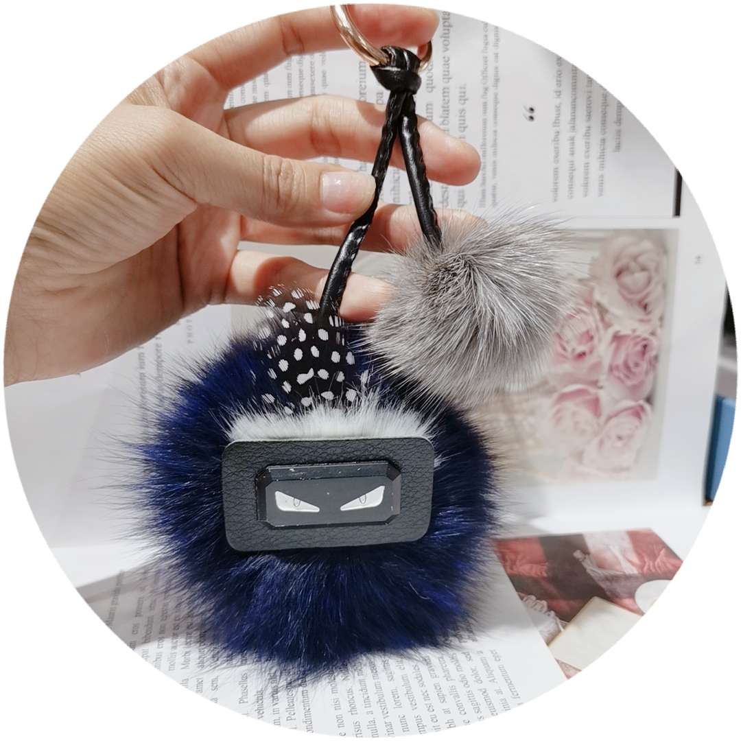 Little Monster bag pendant, real fox fur ball pendant, plush ball with accessories, car keychain pendant, cute girl undefined